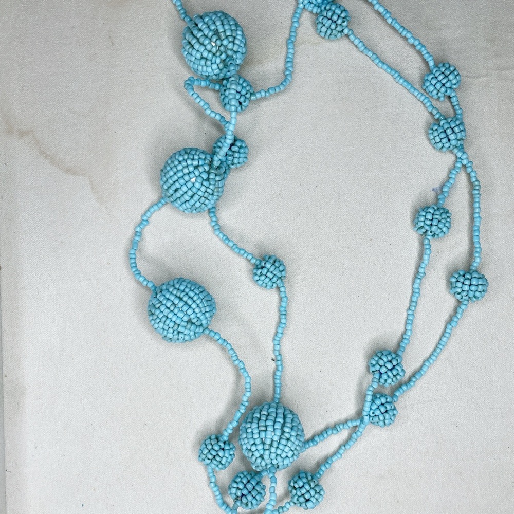 4061. Baby Blue Seed Bead Glass Necklace